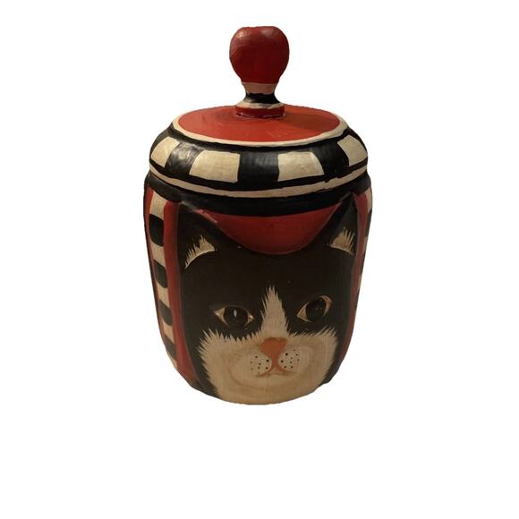 Vintage Wooden Hand Carved Hand Painted Trinket Box 6x4” - Picture 1 of 8